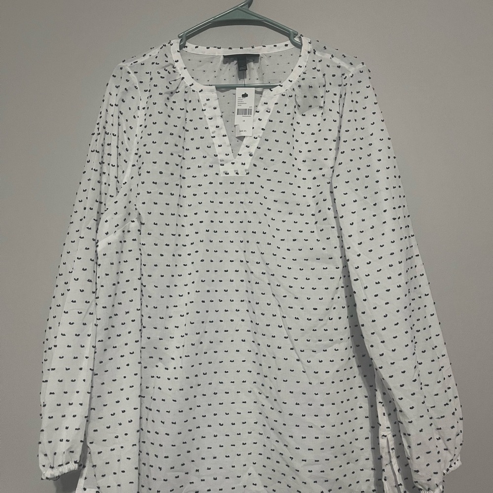 Lane Bryant White Top with Black Dots‎